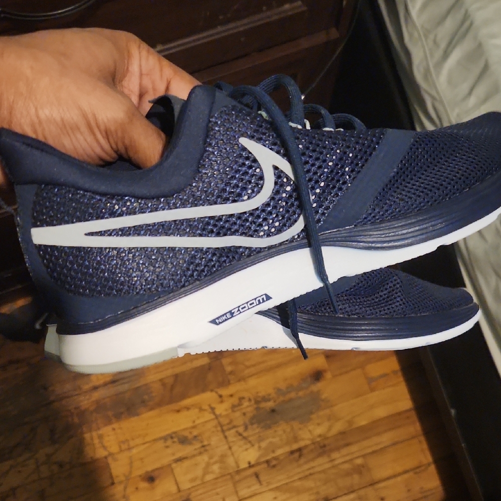 Nike Navy and White Mesh Running Sneakers